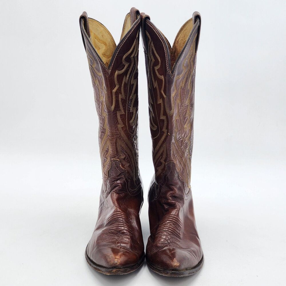 Justin For Billy Martin's Vintage Western Cowboy Leather Boots Women's Size 8.5 - Picture 2 of 10
